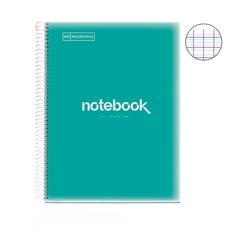 8422593021347-Notebook Emotions, Couverture souple, A4, séyès, 80 feuilles de 1 couleur, Miquelrius, Turquoise.--1
