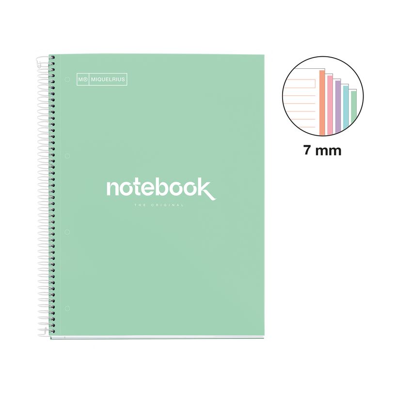 8422593467312-Notebook Emotions, Couverture rigide, A4, lignes horizontales 7 mm, 120 feuilles de 5 couleurs, Miquelr--1