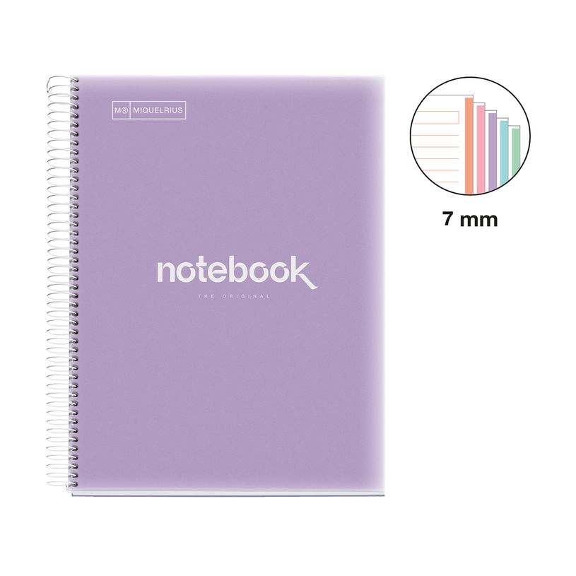 8422593499399-Notebook Emotions, Couverture souple, A4, lignes horizontales 7 mm, 120 feuilles de 5 couleurs, Miquelr--1
