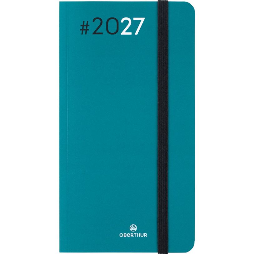 3664447232522-Agenda Flex - 1 semaine sur 2 pages - 9,5 x 17,5 cm - émeraude - Oberthur--0