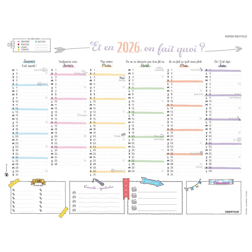 3664447209449-Bullet Calendrier - 6 mois par face - 40,5 x 55 cm - Oberthur--0