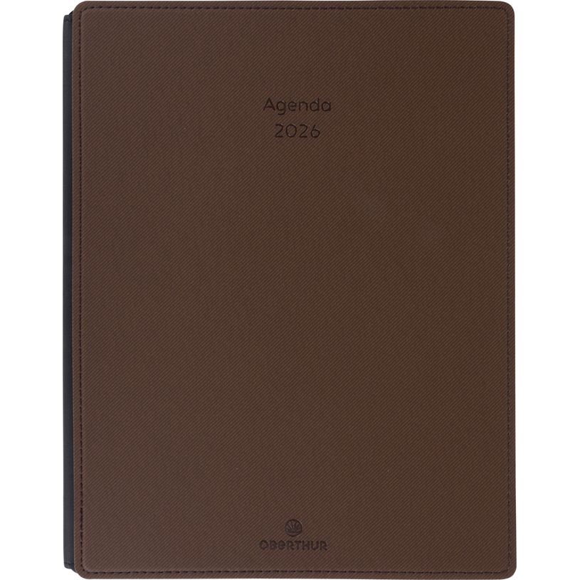 3664447208510-Agenda Stan - la semaine sur 1 page et 1 page de notes - 19 x 24,5 cm - marron - Oberthur--0