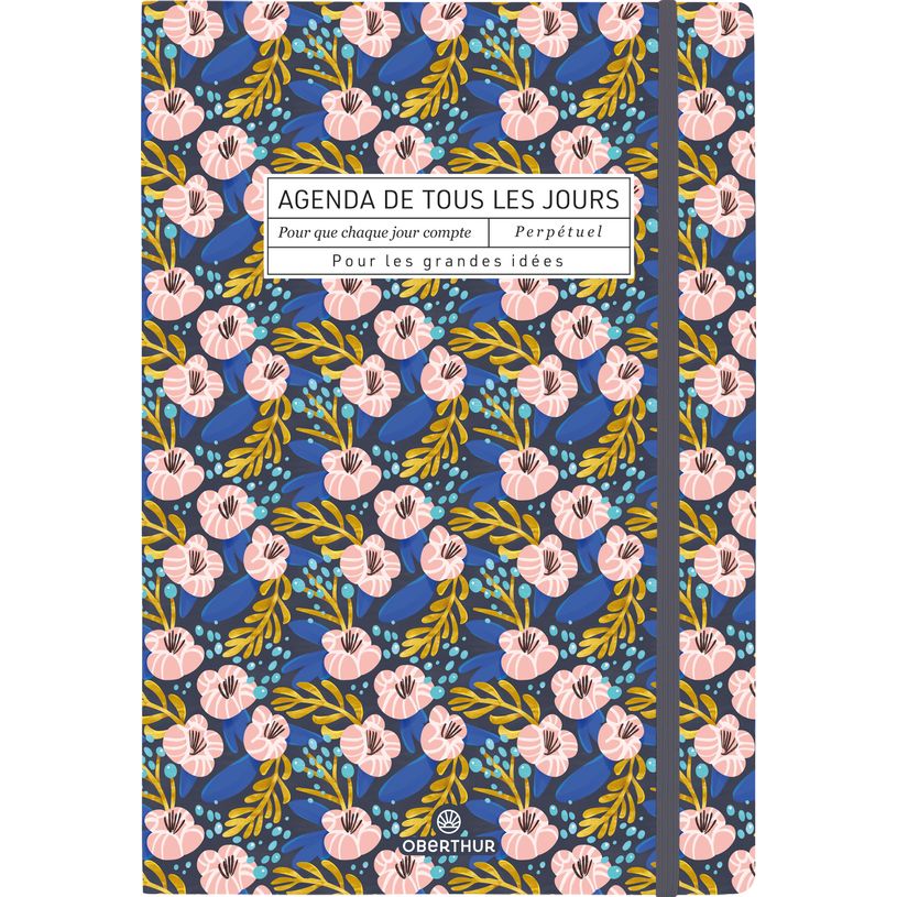 3664447177304-Semainier Perpétuel - pages de calendrier non datées - 15,1 x 21,5 cm - fleurs - Oberthur--0