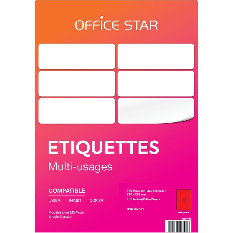 5014702147968-Office Star - 100 Étiquettes rouge fluo - 210 x 297 mm-P_405199457_1-0