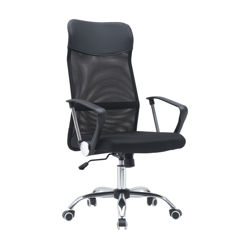 3760170885711-Fauteuil de bureau - accoudoirs fixes - appuie-tête intégré - noir-P_405199728_1-0