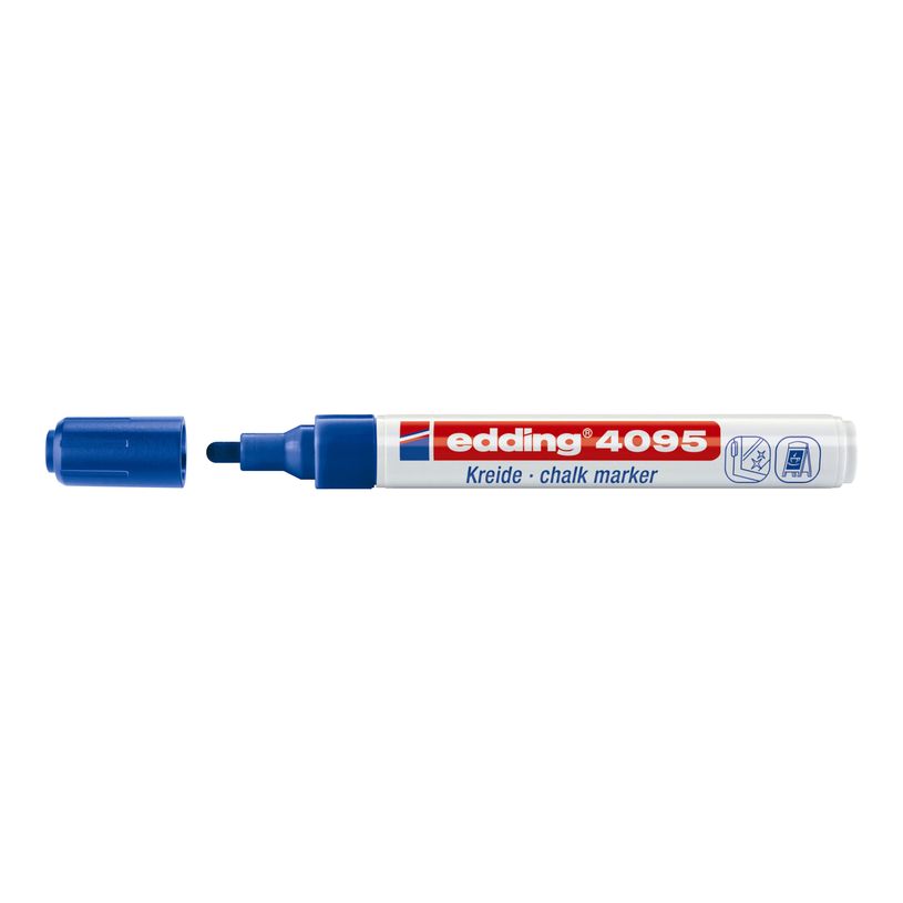 4004764963676-edding 4095 chalk - Marqueur - pour verre, miroir, tableau noir - noir, rouge, bleu, lumière fluorescente verte - c-P_405199922_3-3