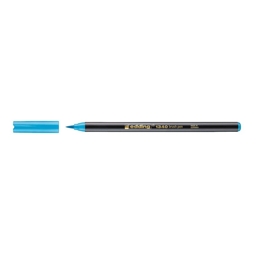 4057305000583-edding 1340 - Feutre pinceau à pointe souple - pour carton - bleu azur - encre à l'eau --P_405199987_2-1