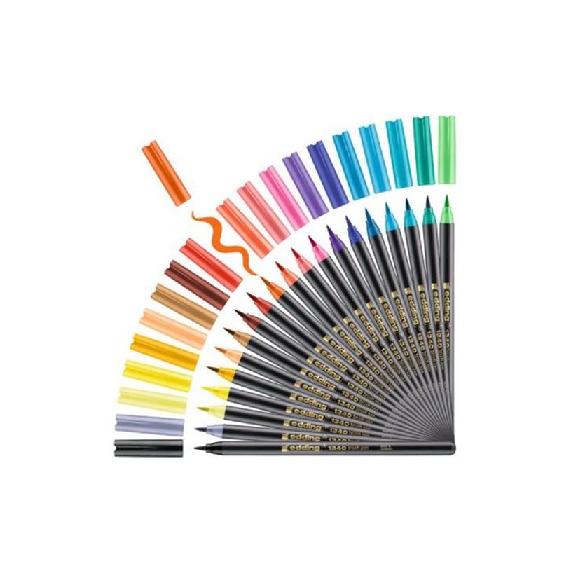 4057305024350-edding 1340 - Feutre pinceau à pointe souple - pour carton - couleurs assorties - encre 