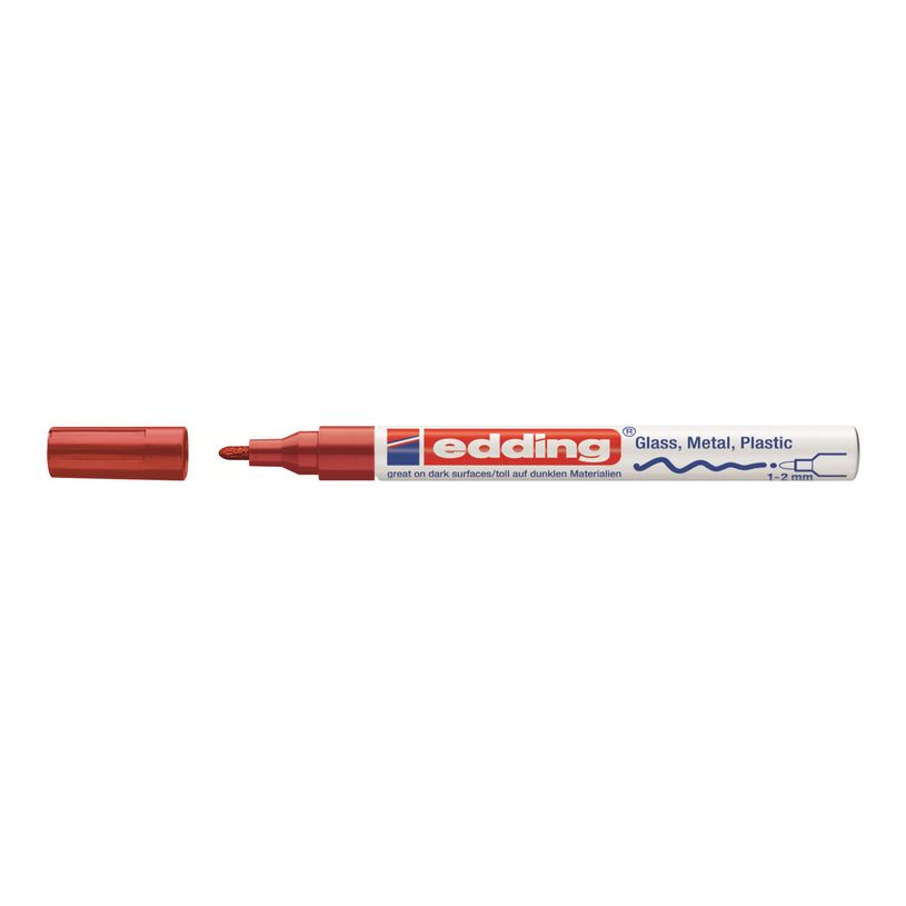 4004764953394-edding 751 gloss paint - Marqueur - permanent - pour verre, métal, plastique - rouge - encre pigmenté-P_405200025_1-0
