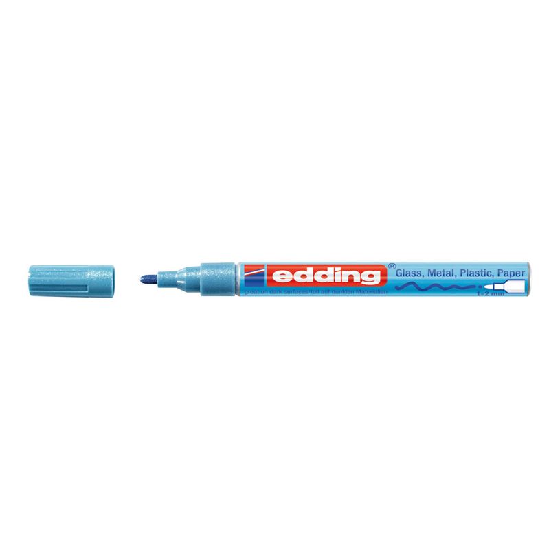 4004764953769-edding 751 gloss paint - Marqueur - permanent - pour verre, métal, plastique - bleu métallisé clair - encre pigmenté-P_405200037_1-0