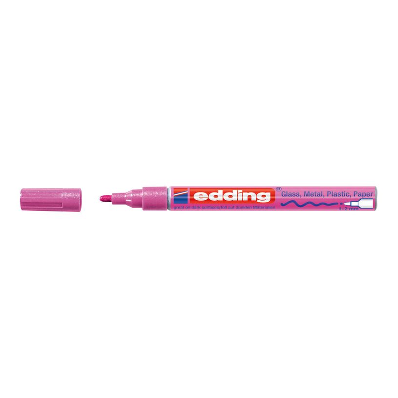 4004764953851-edding 751 gloss paint - Marqueur - permanent - pour verre, métal, plastique - rose métallique - encre pigmenté-P_405200040_1-0