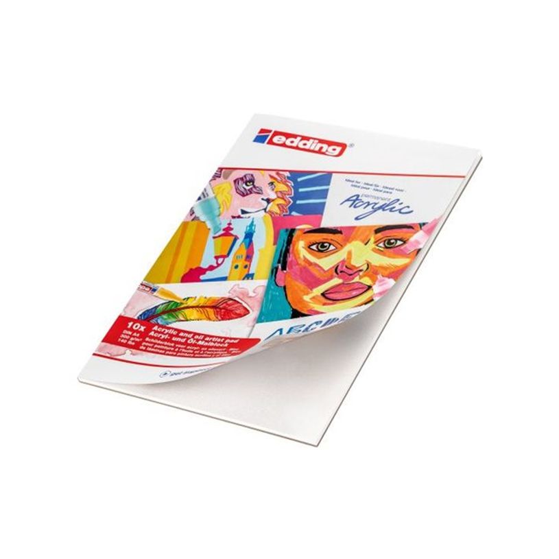 4057305046642-edding 30010 - Bloc acrylique/huile - gommé - A4 (210 x 298 mm) - 10 feuilles / 20 pages -P_405200058_3-1