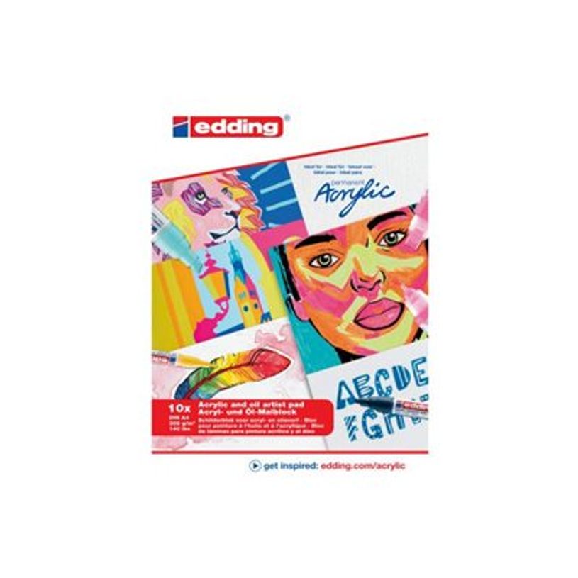 4057305046642-edding 30010 - Bloc acrylique/huile - gommé - A4 (210 x 298 mm) - 10 feuilles / 20 pages -P_405200058_4-0