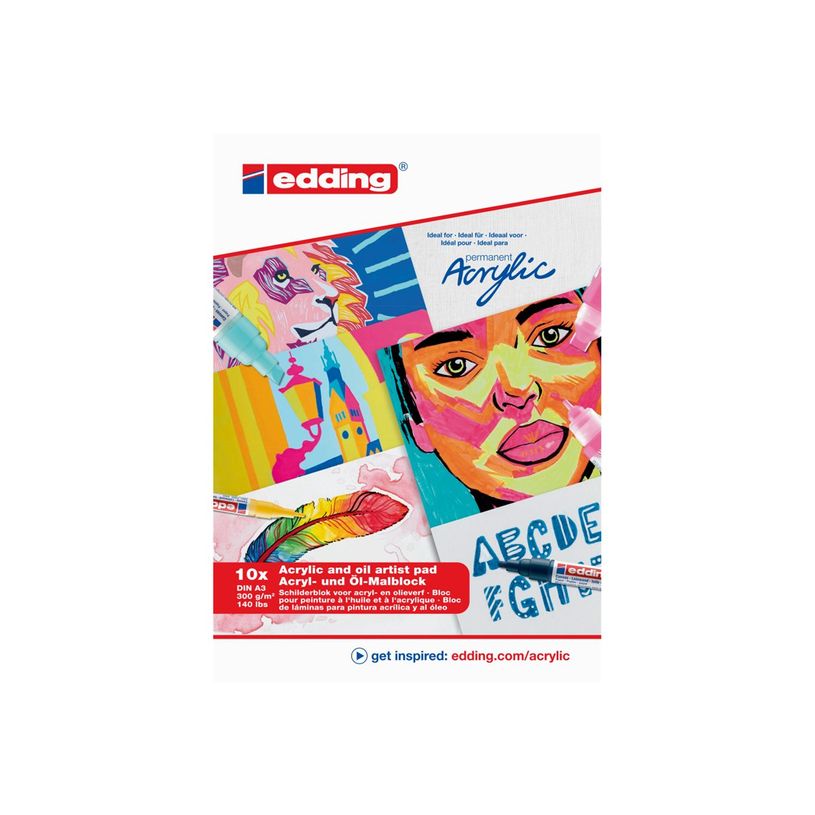4057305046604-edding 30010 - Bloc acrylique/huile - gommé - A3 (295 x 420 mm) - 10 feuilles / 20 pages -P_405200059_3-0
