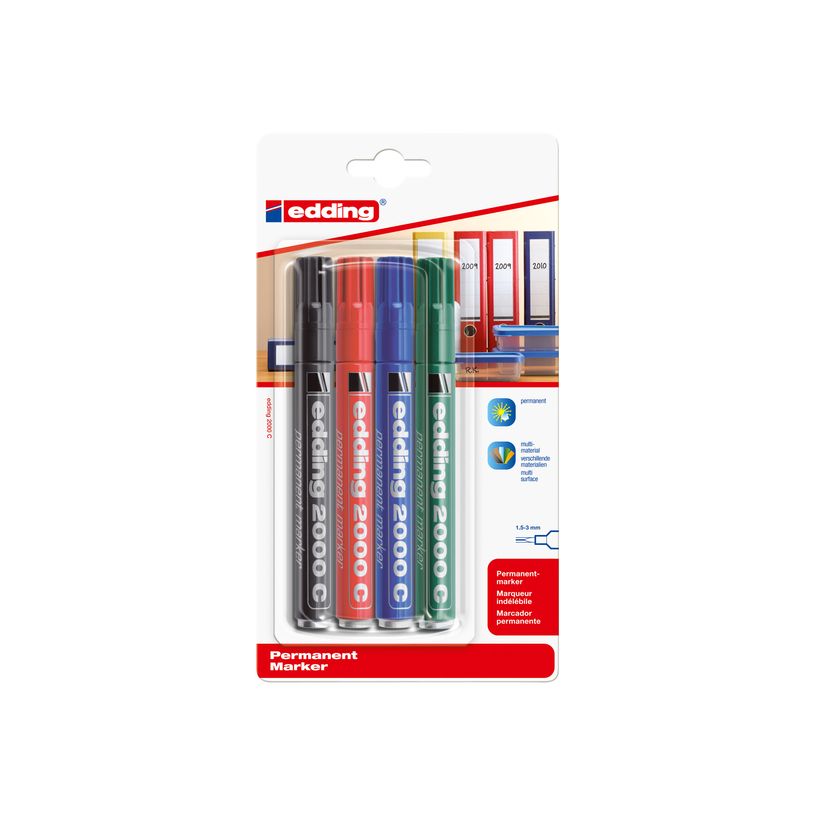 4004764894499-edding 2000 C - Marqueur - permanent - noir, rouge, bleu, vert - 1.5-3 mm-P_405200088_5-2