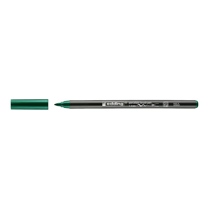 4004764927876-edding 4200 - Feutre pinceau à pointe souple - permanent - pour verre, céramique, porcelaine - vert - encre pig-P_405200093_2-1
