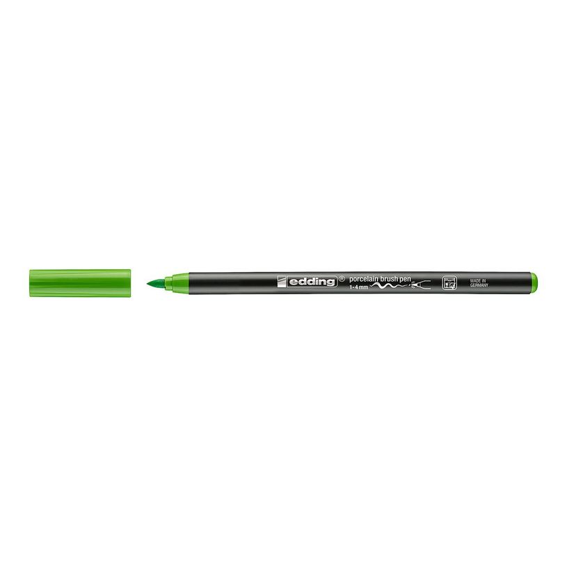 4004764927937-edding 4200 - Feutre pinceau à pointe souple - permanent - pour verre, céramique, porcelaine - vert clair - encre pig-P_405200100_2-1