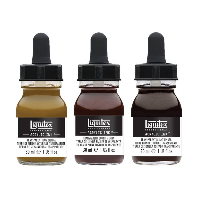 0887452002970-Liquitex Professional - Jeu d'encre - peinture acrylique - liguide - 3 couleurs - sienna brûlé transparent, écarlate transparent brulé, sienne brute tran-P_405201499_1-0