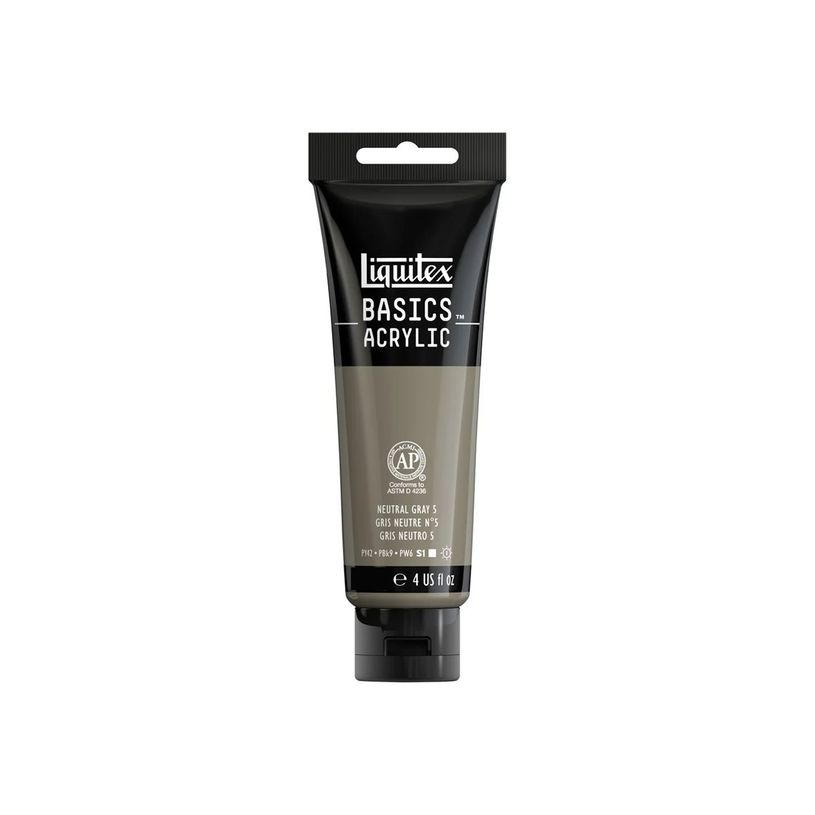 0094376974904-Liquitex Basics - Peinture - peinture acrylique - gris neutre 5 - opaque - satin - 250 ml-P_405202048_3-0