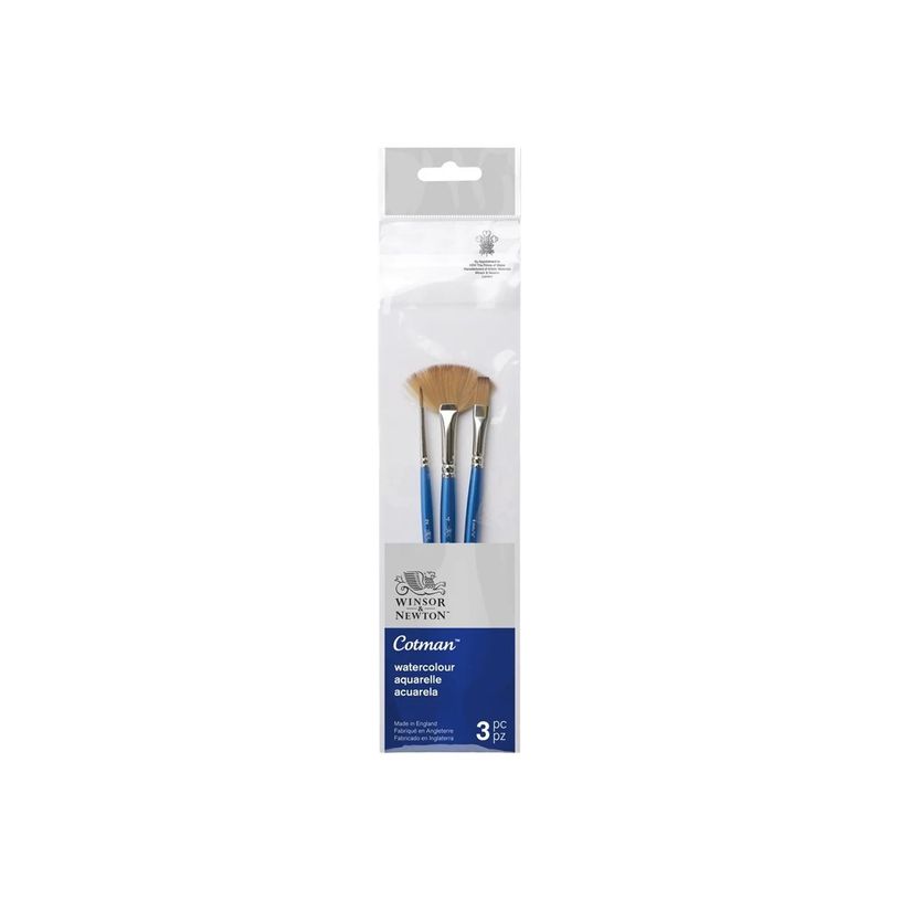 0884955080696-Winsor & Newton Cotman - Lot de pinceaux - 3 parties - éventail, one stroke, rond - taill-P_405202976_1-0