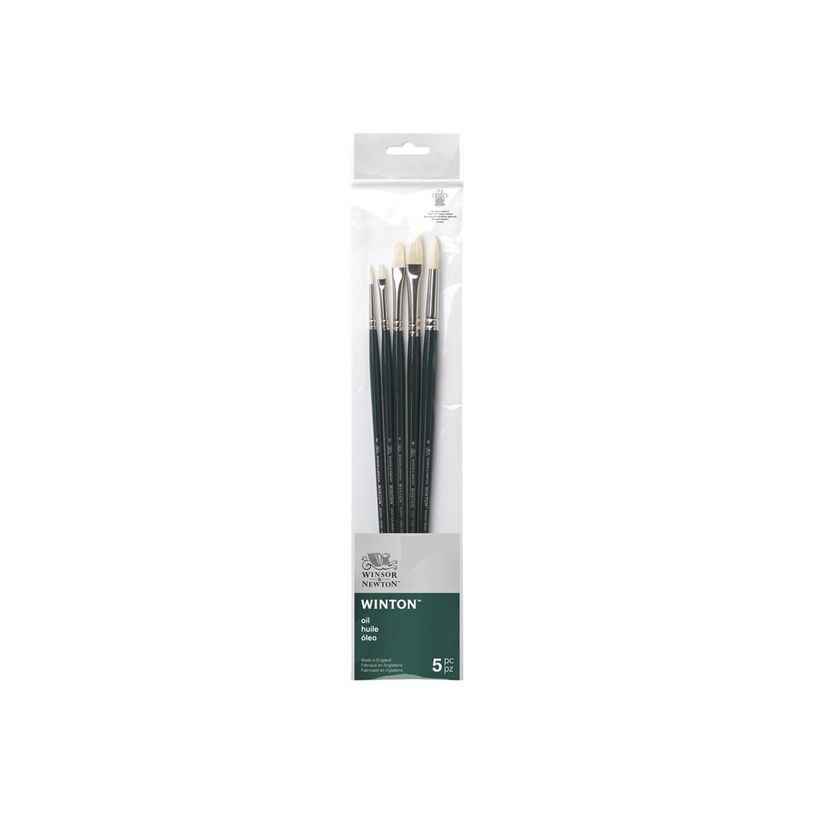 0884955080788-Winsor & Newton Winton - Lot de pinceaux - 5 parties - rond, plat court, plat, usé bombé-P_405203228_2-0