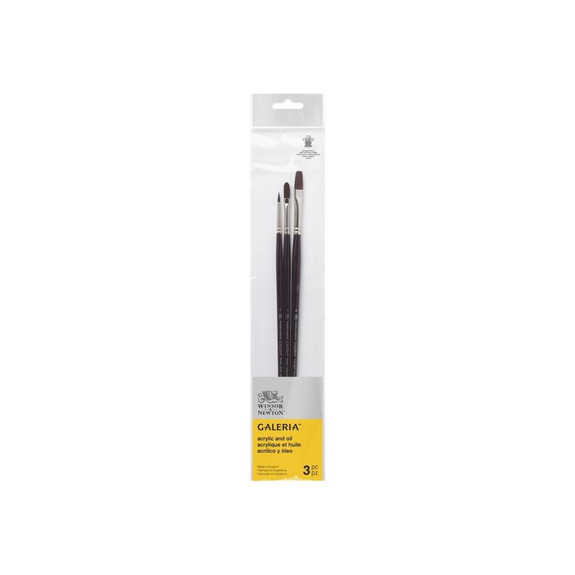 0884955080733-Winsor & Newton Galeria - Lot de pinceaux - 3 parties - plat, rond, usé bombé - taille :-P_405203298_1-0
