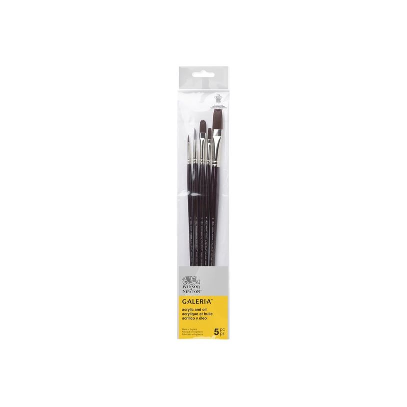 0884955080740-Winsor & Newton Galeria - Lot de pinceaux - 5 parties - usé bombé, rond, plat - taille :-P_405203299_1-0