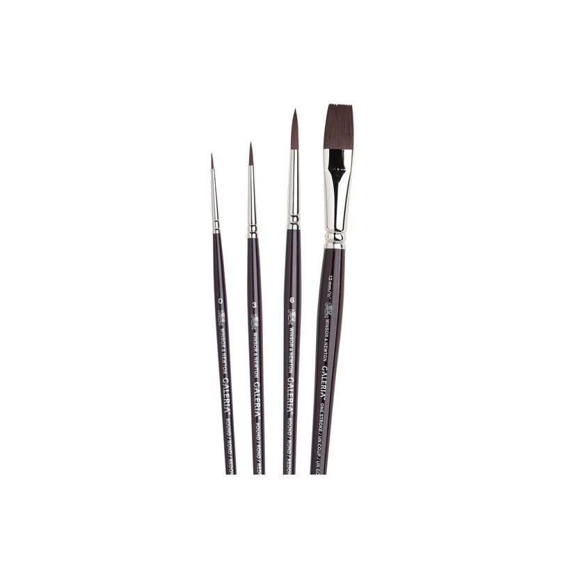 0884955033227-Winsor & Newton Galeria - Lot de pinceaux - 4 parties - rond, plat un coup - taille : 0, 3-P_405203329_2-0