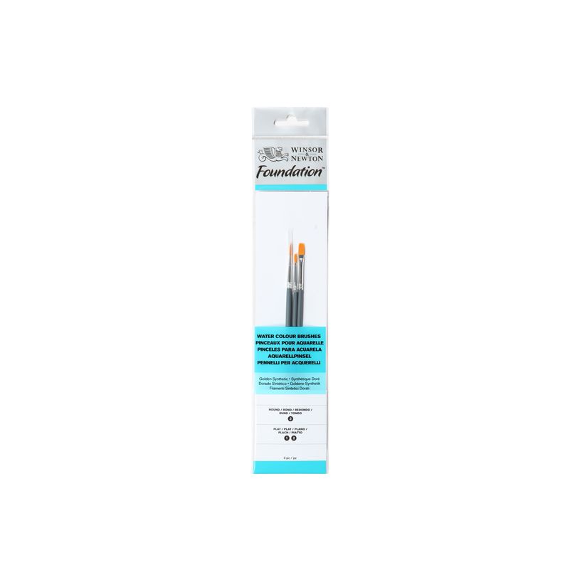0884955030608-Winsor & Newton Foundation - Lot de pinceaux - 3 parties - rond, plat - taille : 3, 1, 2-P_405203377_1-0