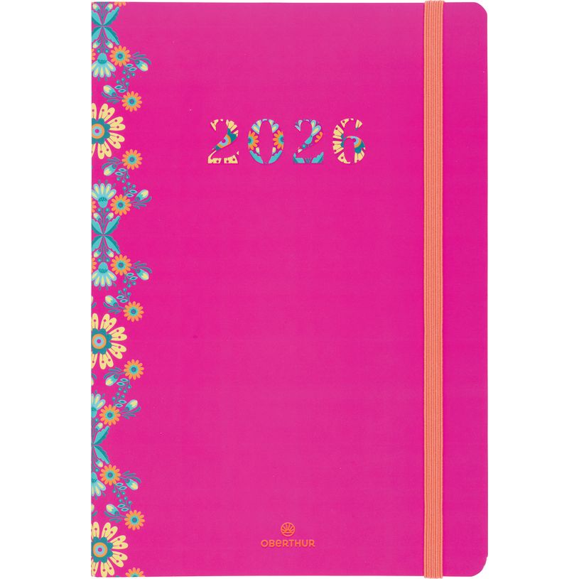 3664447179414-Agenda Merida - 1 semaine sur 2 pages - 17 x 24,5 cm - fuchsia - Oberthur--0