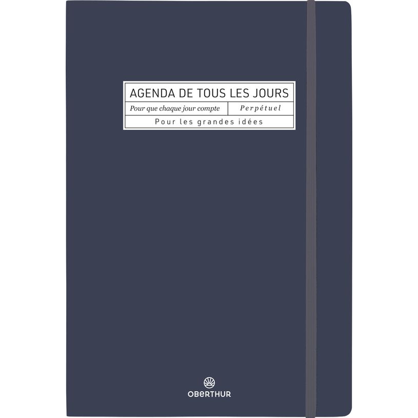 3664447177298-Semainier Perpétuel - pages de calendrier non datées - 15,1 x 21,5 cm - marine - Oberthur--0
