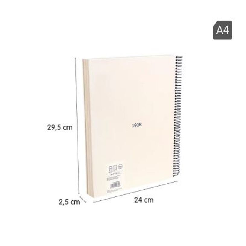 8411574108764-NOTEBOOK 1 A4  T/D 5 X 5 MM 120H SINCE  1918 BEIGE--1