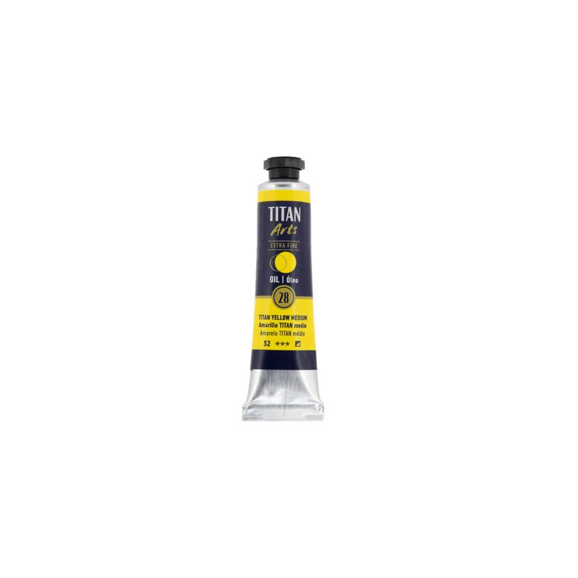 8712079487713-TITAN Arts Colores al óleo Extra Fino tubo 20 ml Amarillo medio N° 28 (190002806)--0