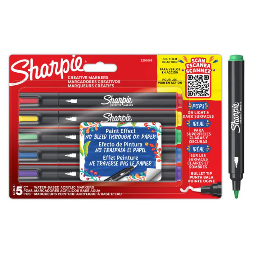 3026982010698-Sharpie Creative Marker - Stylos de peinture acrylique 5 unités-P_405216597_1-0