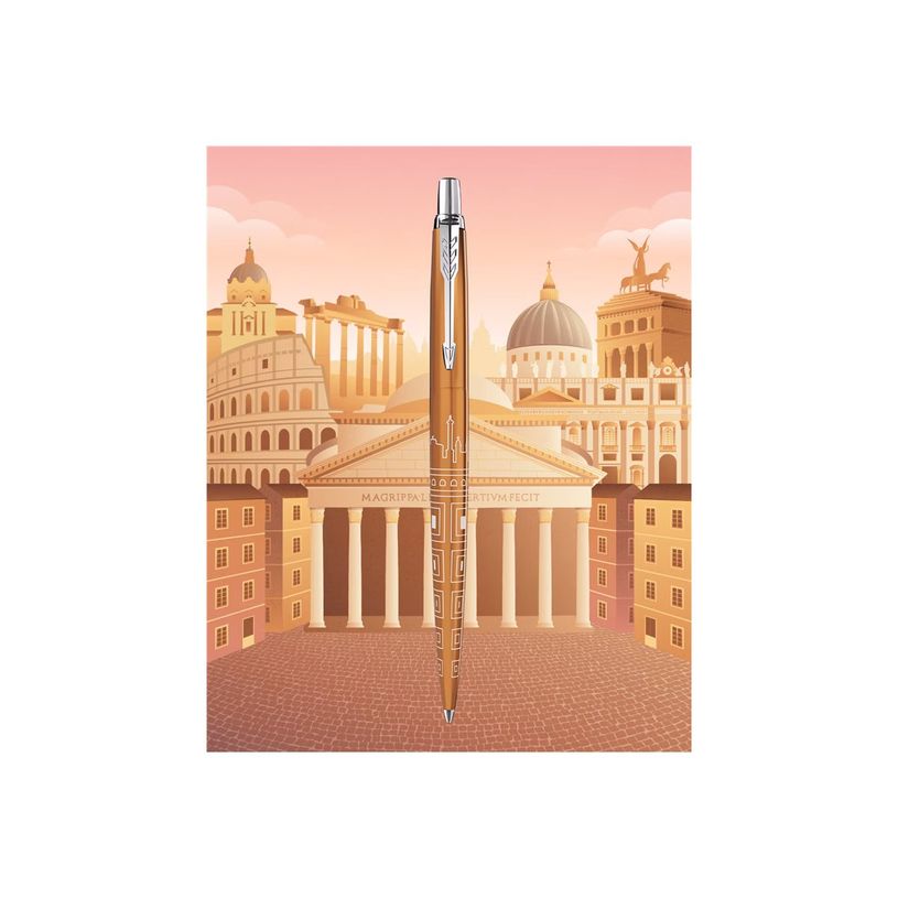 3026981981975-Parker Jotter - Stylo bille - Édition spéciale Rome - Bronze Finition chrome - Encre Ble-P_405216612_2-3