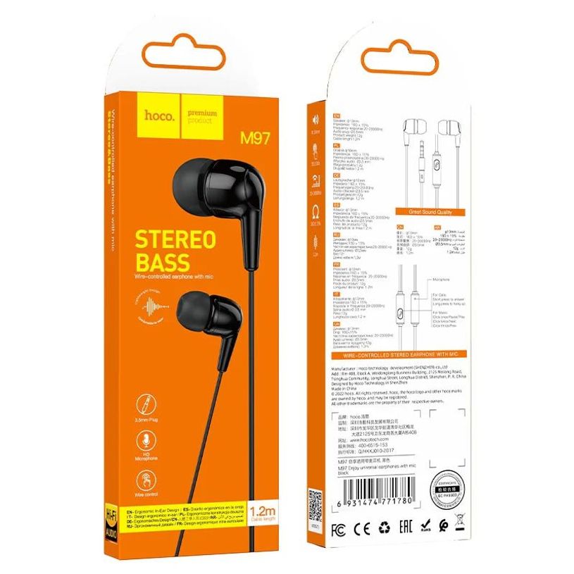 6931474771780-HOCO M97 Enjoy - Écouteurs avec micro - intra-auriculaire - filaire - jack 3,5mm - noir-P_405216786_4-3