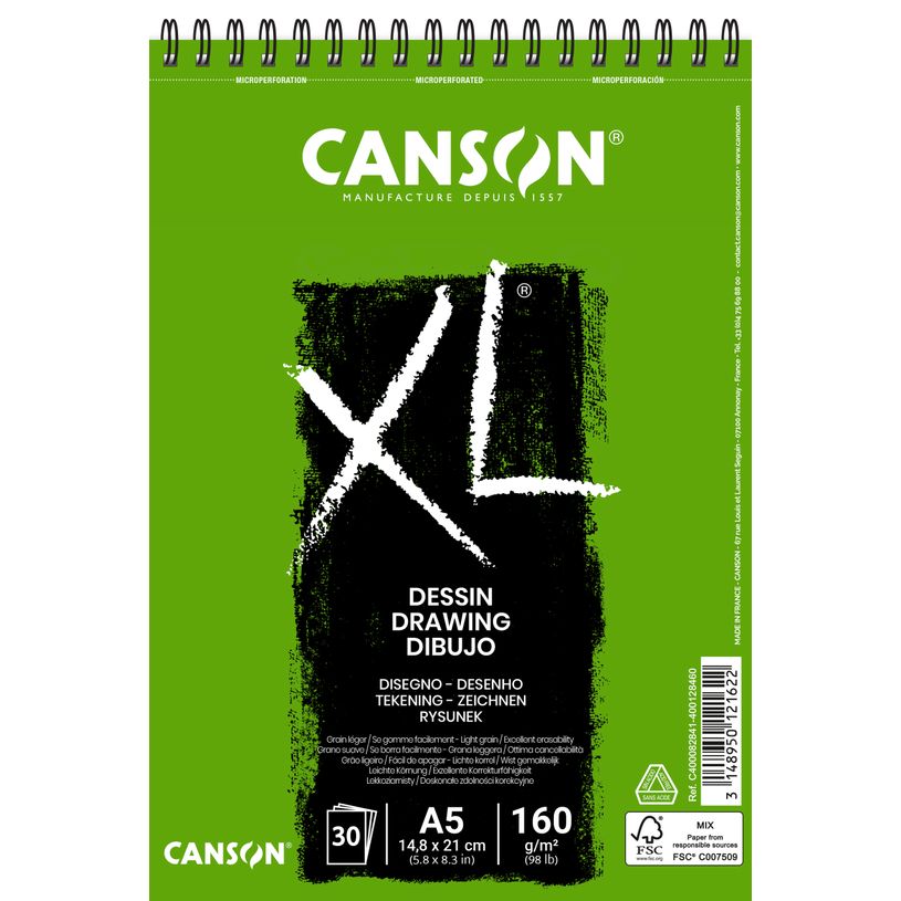 3148950121622-CANSON XL Dessin - Album Spirale A5 - 30 Feuilles - 160 g--0