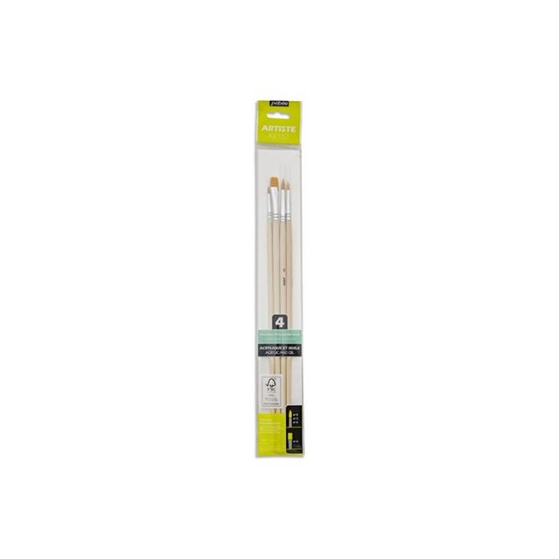 3167869524072-Pebeo Artist - Lot de pinceaux - 4 parties - rond, plat - taille : 0, 3, 6-P_405220543_2-1