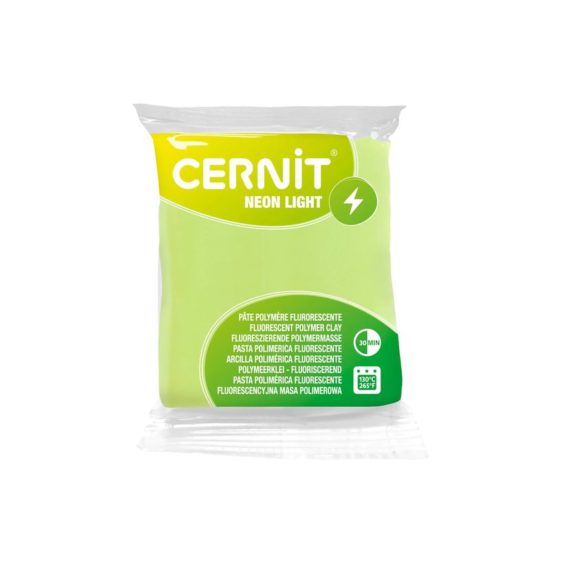 5411711427515-Cernit Neon Light - Pâte à modeler - 56 g - jaune - matériau fluorescent, argile polym