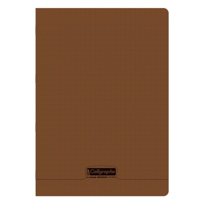 3210330186412-Calligraphe 8000 - Cahier polypro A4 (21x29,7 cm) - 96 pages - grands carreaux (Seyes) - marron--0