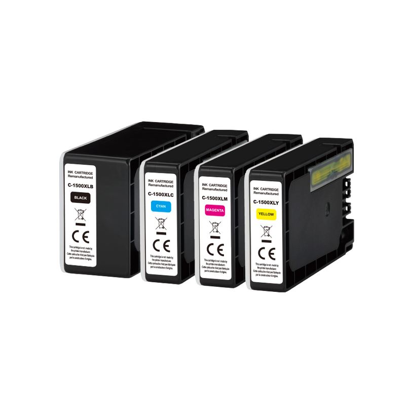 3584770912840-Cartouche remanufacturée Canon PGI-1500XL - pack de 4 - noir, cyan, magenta, jaune - Uprint--1