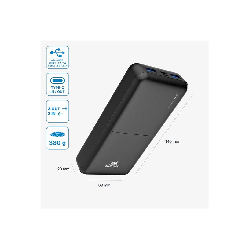 4260709010793-Riva Case Rivapower VA2190 - Batterie externe - 20000 mAh - 3 connecteurs de sortie - noi-P_405221555_3-14