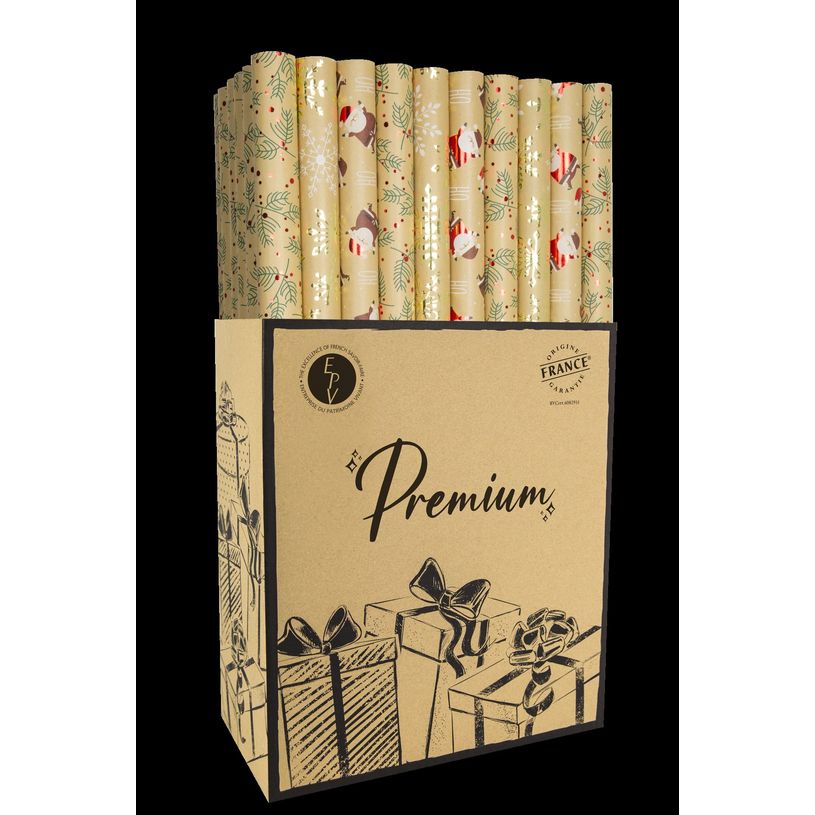 3266790352379-Assortiment rouleaux Papier Cadeau Kraft Or Noël 0.70cm x 2m-P_405221653_1-0