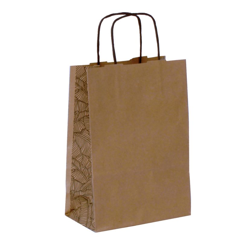 3700030058558-Sac kraft poignées torsadées Jungle noir -  18 x 8 x 24 cm-P_405221666_1-0