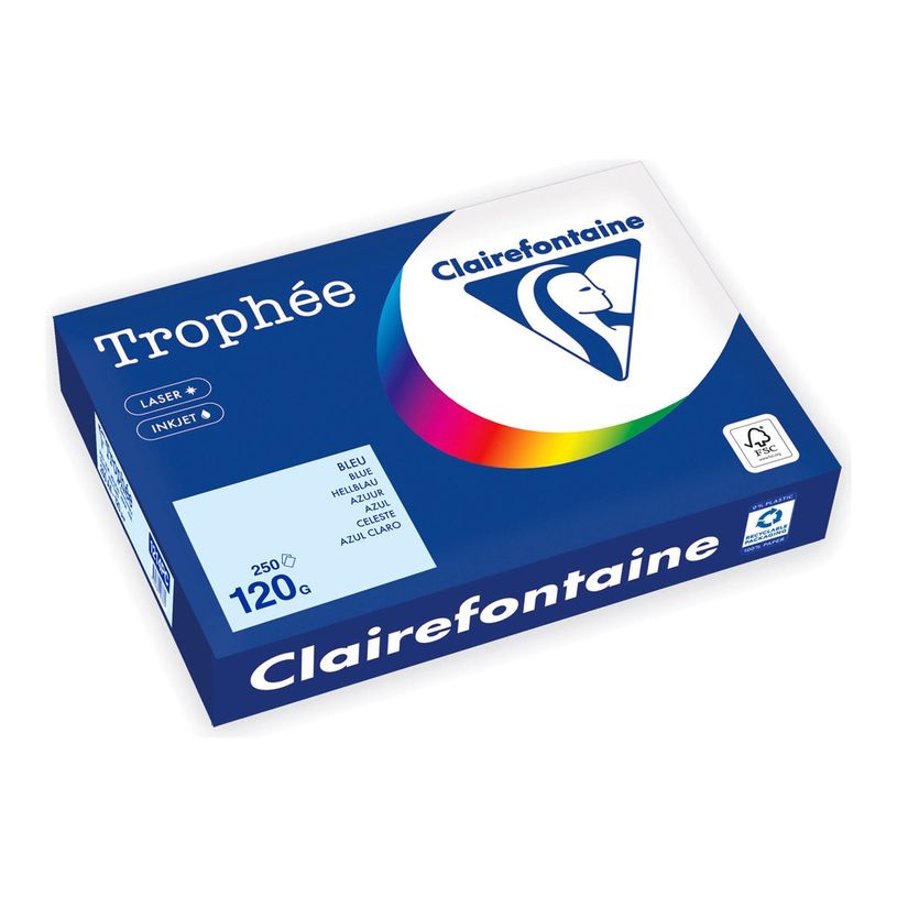 3329680003369-Clairefontaine Trophée - Papier - bleu - A4 (210 x 297 mm) - 120 g/m² - Ramette de 250 f-P_405221705_1-0