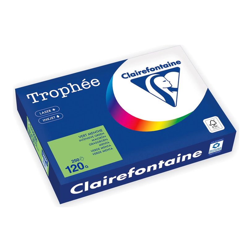 3329680003666-Clairefontaine Trophée - Papier - vert menthe - A4 (210 x 297 mm) - 120 g/m² - Ramette d-P_405221729_1-0