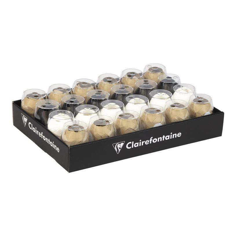 3663619192060-Clairefontaine - 24 œufs de bolduc -Ruban d'emballage cadeau - 0.7 cm x 10 m - noir, blan-P_405221754_4-0