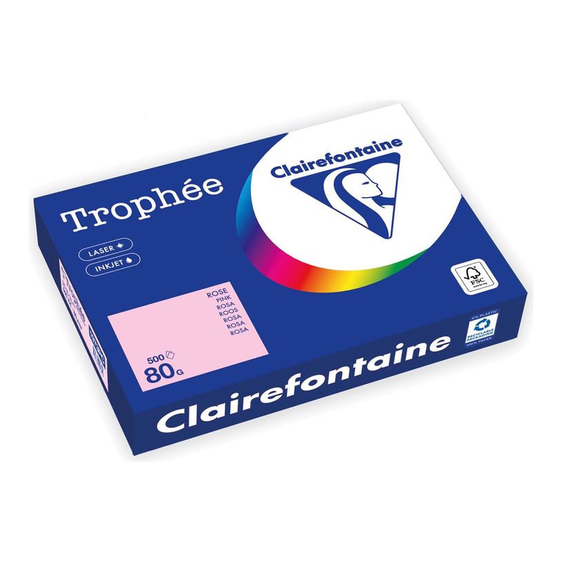 3329680000849-Clairefontaine Trophée -Papier - rose - A4 (210 x 297 mm) - 80 g/m² - Ramette de 500 feu-P_405221795_1-0
