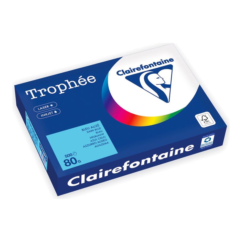 3329680000740-Clairefontaine Trophée -Papier - bleu foncé - A4 (210 x 297 mm) - 80 g/m² - Ramette de -P_405221796_1-0