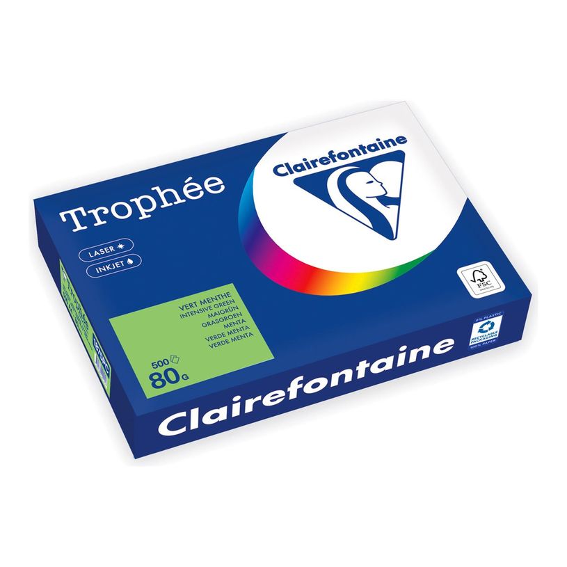3329680001457-Clairefontaine Trophée -Papier - vert intense - A4 (210 x 297 mm) - 80 g/m² - Ramette de-P_405221814_1-0